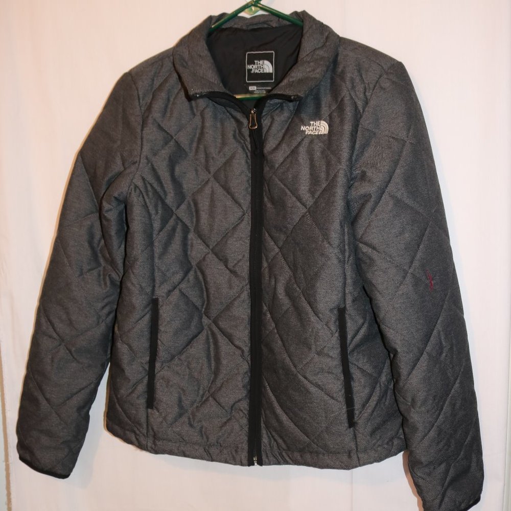 GREY NORTH FACE INSULATED JACK DIAMOND PATTERN